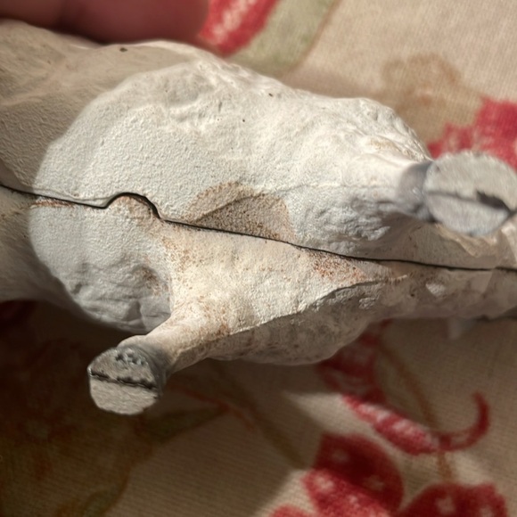 Vintage John Wright White Black Cast Iron Still Penny Lamb or Sheep Stand Bank - Picture 12 of 12